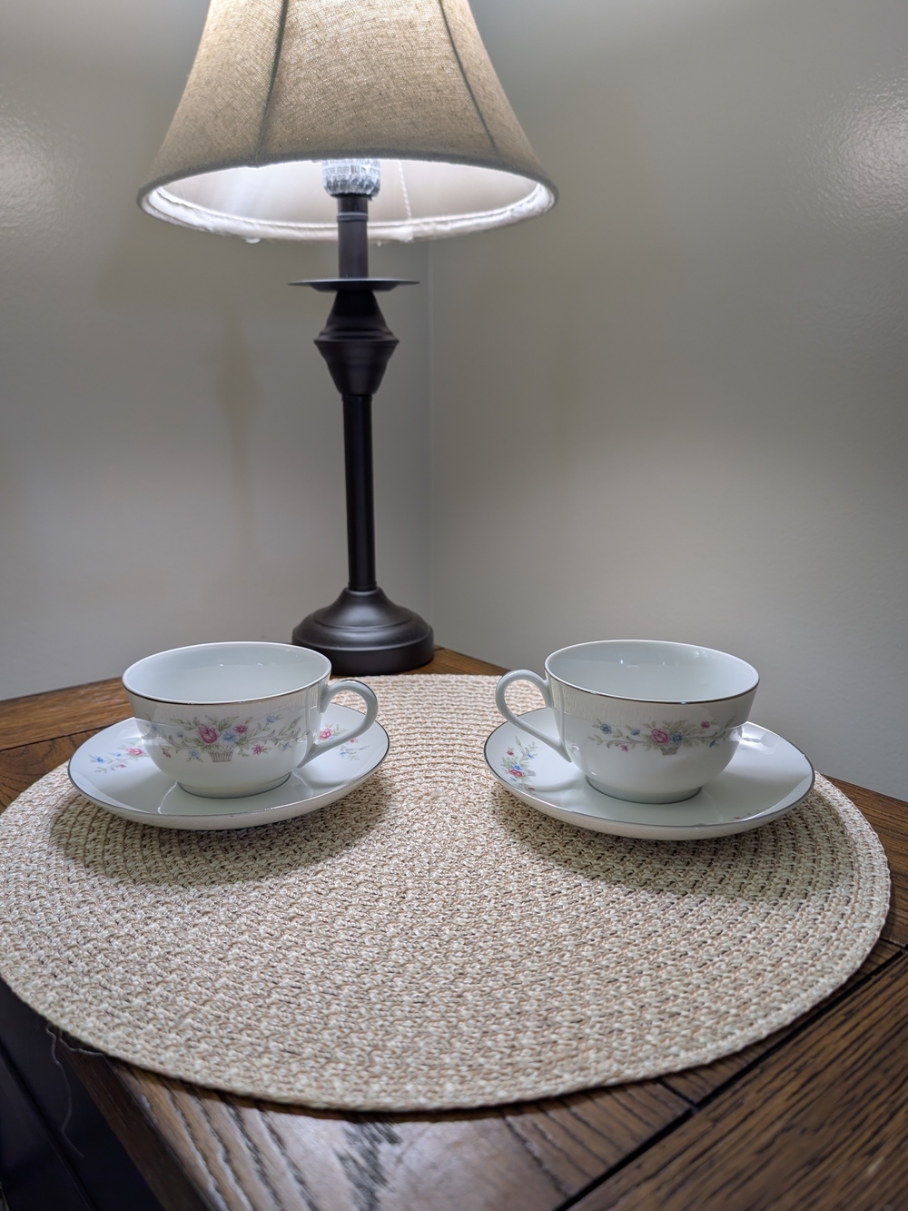 Vintage Florenteen Fine China Fantasia Teacup and Saucer Set of 2